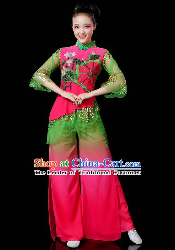Traditional Chinese Yangge Fan Dancing Costume