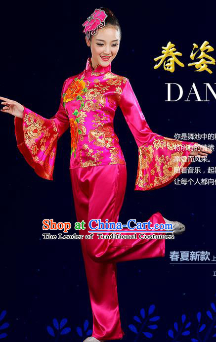 Traditional Chinese Yangge Fan Dancing Costume