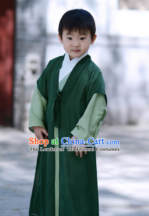 Traditional Ancient Chinese Children Elegant Costume Cardigan, Elegant Hanfu Clothing Chinese Han Dynasty Boys Scholar Clothing for Kids