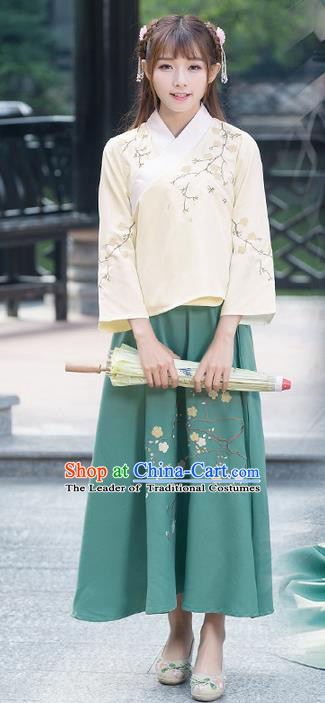 Traditional Ancient Chinese Costume, Elegant Hanfu Clothing Embroidered Slant Opening Blouse, China Han Dynasty Princess Elegant Clothing for Women