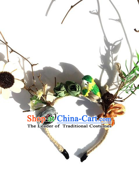 Top Grade Handmade Chinese Classical Hair Accessories, Children Baroque Style Headband, Hair Sticks Hair Jewellery, Antlers Hair Clasp for Kids Girls