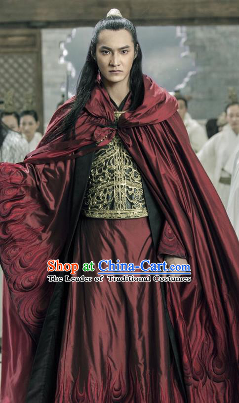 Traditional Ancient Chinese Elegant Swordsman Costume, Chinese Ancient Nobility Warrior General Corselet Dress, Cosplay Chinese Emprise Film Sword Master Chivalrous Expert Chinese Ming Dynasty Kawaler Hanfu Clothing for Men