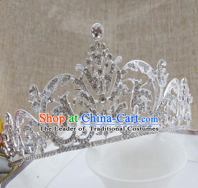 Top Grade Handmade Classical Hair Accessories, Children Baroque Style Crystal Royal Crown Princess Hair Jewellery Hair Clasp for Kids Girls
