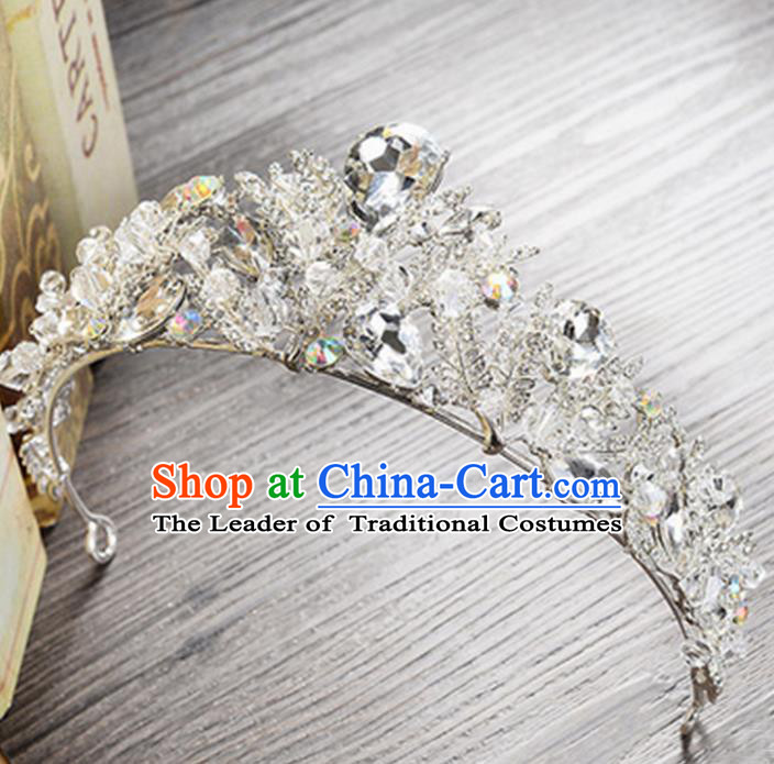 Top Grade Handmade Classical Hair Jewelry Accessories, Children Baroque Style Crystal Baby Princess Royal Crown Hair Clasp Jewellery for Kids Girls
