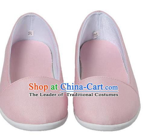 Top Chinese Traditional Tai Chi Linen Shoes Kung Fu Pulian Shoes Martial Arts Pink Shoes for Women