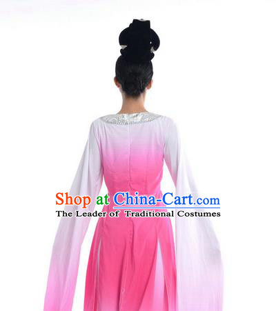 Traditional Chinese Classical Dance Flying Dance Costume, Folk Dance Drum Dance Uniform Yangko Pink Dress for Women
