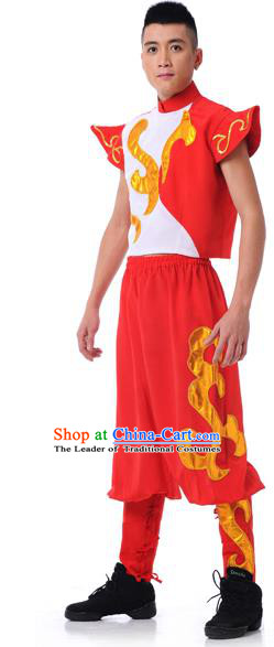 Traditional Chinese Classical Dance Yangge Fan Dance Costume, Drum Dance Uniform Yangko Clothing for Men
