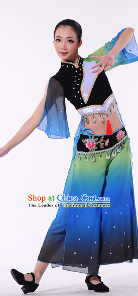 Traditional Chinese Classical Dance Yangge Fan Dance Costume, Folk Dance Uniform Yangko Clothing for Women
