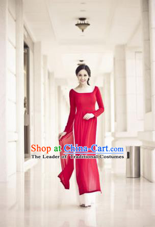 Top Grade Asian Vietnamese Traditional Dress, Vietnam Bride Ao Dai Dress, Vietnam Princess Wedding Red Dress Cheongsam Clothing for Women