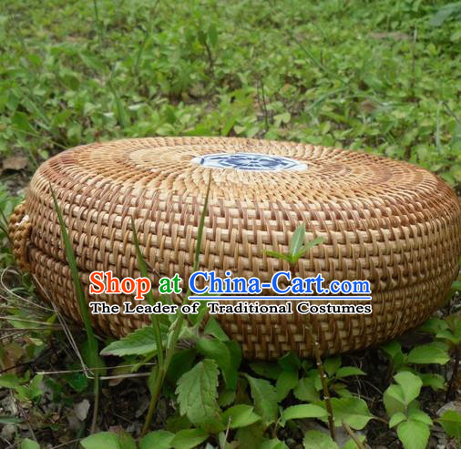 Top Asian Vietnamese Traditional Rattan Plaited Articles, Vietnam Round Tea Caddy Handicraft Candy Canister