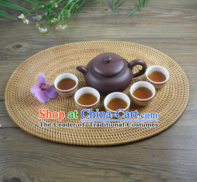 Top Asian Vietnamese Traditional Rattan Plaited Articles Insulation Mat, Vietnam Handicraft Teacup Mat Tea Tray
