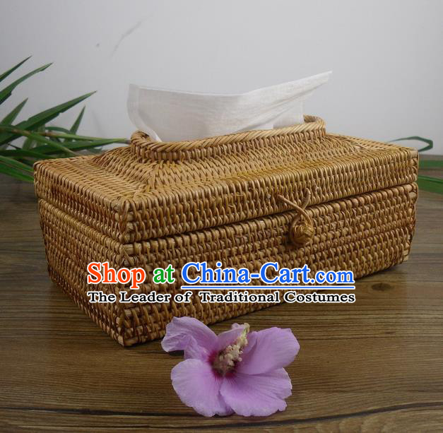 Top Asian Vietnamese Traditional Rattan Plaited Articles Tissue Box, Vietnam Handicraft Tissue Holder