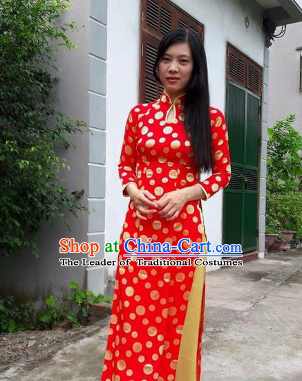 Top Grade Asian Vietnamese Traditional Dress, Vietnam National Female Ao Dai Dress, Vietnam Princess Cheongsam Wedding Clothing for Women