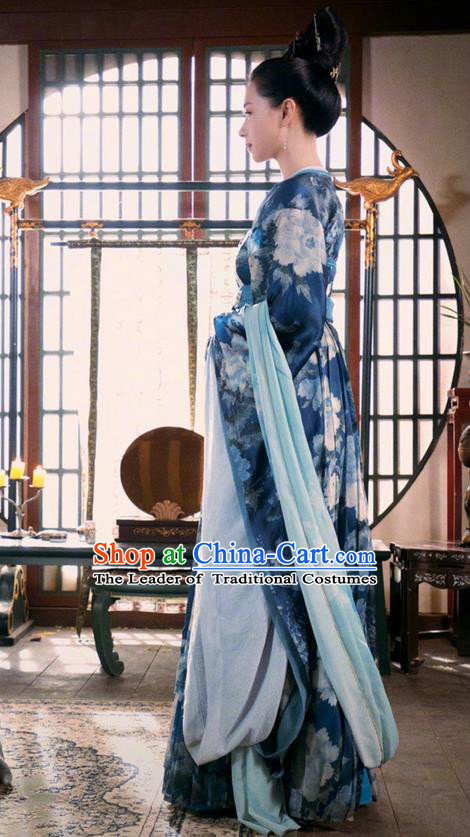 Traditional Chinese Ancient Tang Dynasty Imperial Consort Costumes and Handmade Headpiece Complete Set, China The Glory of Tang Dynasty Ancient Senior Concubine Dress Clothing for Women