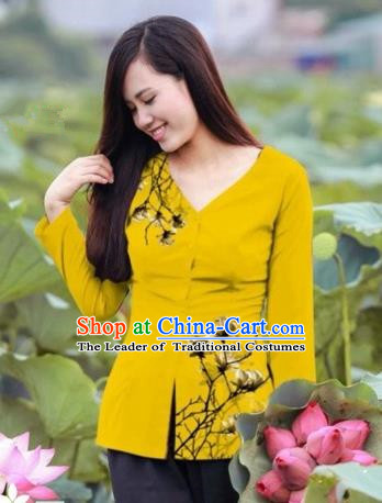 Asian Vietnam Traditional Female Costume Vietnamese Printing