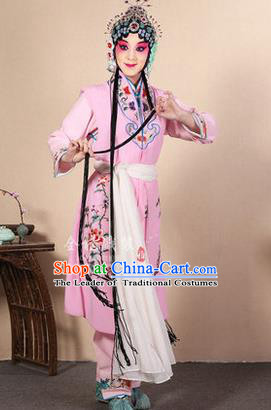 Traditional Chinese Beijing Opera Shaoxing Opera Young Female Pink Vest Clothing Complete Set, China Peking Opera Diva Role Hua Tan Costume Embroidered Opera Costumes