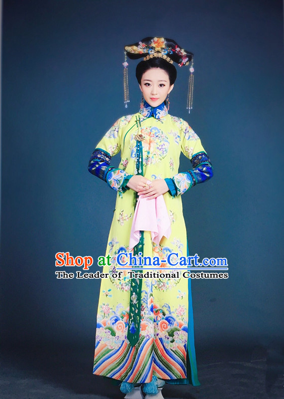 Traditional Ancient Chinese Imperial Empress Costume, Chinese Qing Dynasty Manchu Lady Dress, Chinese Mandarin Robes Queen Embroidered Clothing for Women
