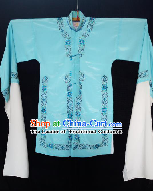 Traditional Chinese Peking Opera Costumes Blue Blouse, China Beijing Opera High-grade Embroidered Water-sleeve Wearing for Women