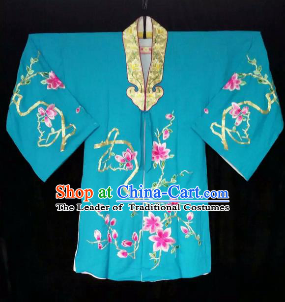 Traditional Chinese Peking Opera Costumes, China Beijing Opera High-grade Embroidered Flower Wearing Ming Dynasty Green Robe for Women