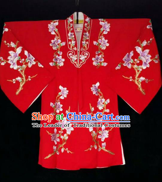 Traditional Chinese Peking Opera Costumes, China Beijing Opera High-grade Embroidered Flower Wearing Ming Dynasty Red Robe for Women