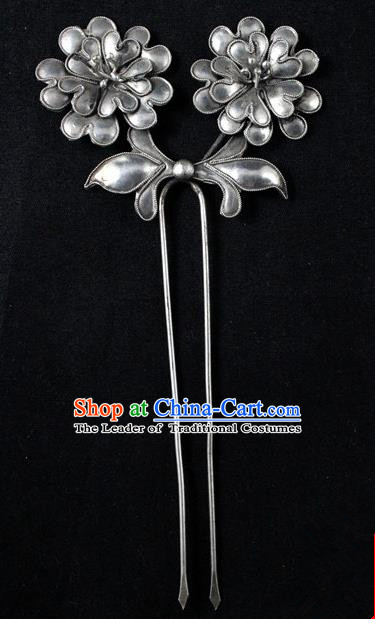 Traditional Handmade Chinese Ancient Classical Hair Accessories Barrettes China Sliver Hairpins Palace Lady Flower Step Shake Hair Sticks for Women