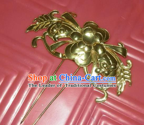 Traditional Handmade Chinese Ancient Classical Hair Accessories Barrettes Hairpin, Step Shake Headwear, Hair Claw Golden Butterfly Hairpins for Women