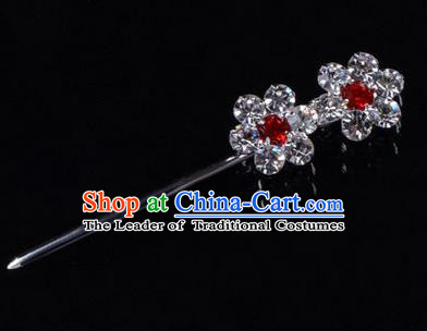 Chinese Ancient Peking Opera Hair Accessories Young Lady Headwear, Traditional Chinese Beijing Opera Head Ornaments Hua Tan Crystal Wintersweet Hairpins