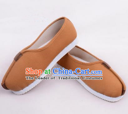 Chinese Shoes Wedding Shoes Kung Fu boots Wushu Shoes Men Shoes, Opera Shoes Hanfu Shoes Embroidered Shoes Brown Monk Shoes