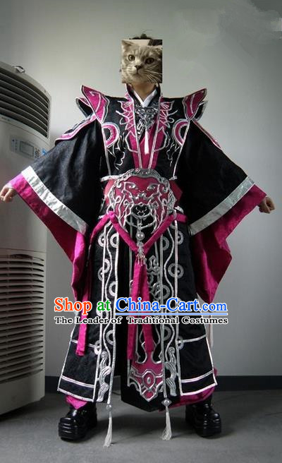 Top Grade Traditional China Ancient Cosplay Prince Swordsman Costumes, China Ancient Taoist Master Hanfu Clothing for Men