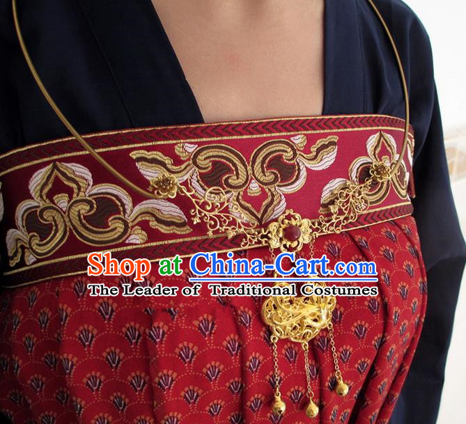 Chinese Ancient Handmade Jewelry Accessories Longevity Lock, Traditional Chinese Ancient Hanfu Wedding Necklace for Women