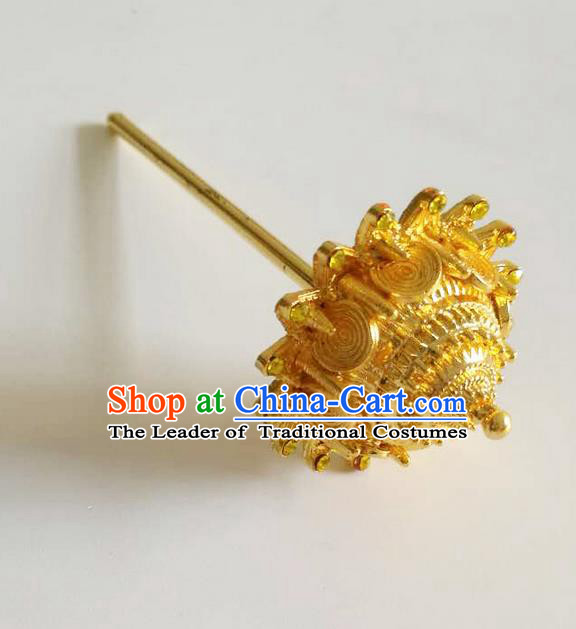 Traditional Thailand Ancient Handmade Hair Accessories, Traditional Thai China Dai Nationality Golden Hairpins Hair Stick for Women