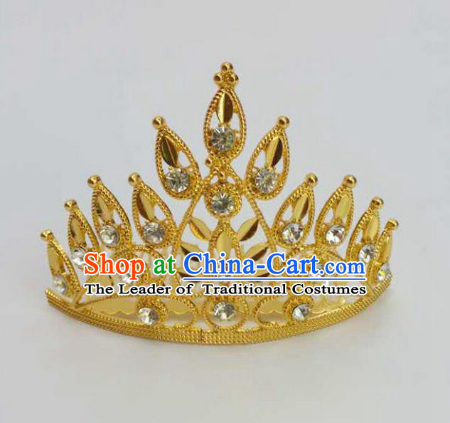 Traditional Thailand Ancient Handmade Hair Accessories, Traditional Thai China Dai Nationality Crystal Royal Crown for Women