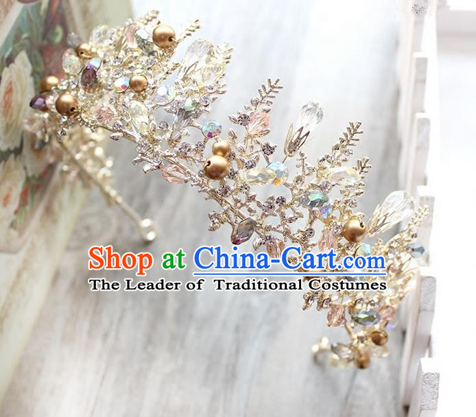 Top Grade Handmade Wedding Jewelry Hair Accessories, Traditional Crystal Royal Crown Wedding Headwear for Women