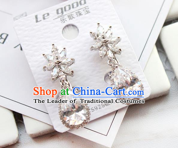 Top Grade Handmade Wedding Bride Accessories Earrings, Traditional Princess Wedding Crystal Eardrop for Women