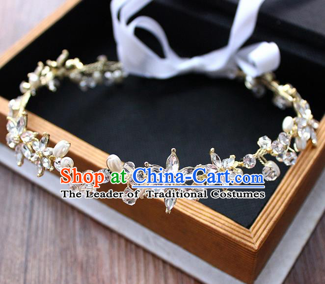 Top Grade Handmade Wedding Bride Hair Accessories, Traditional Princess Crystal Beads Hair Clasp Headpiece for Women