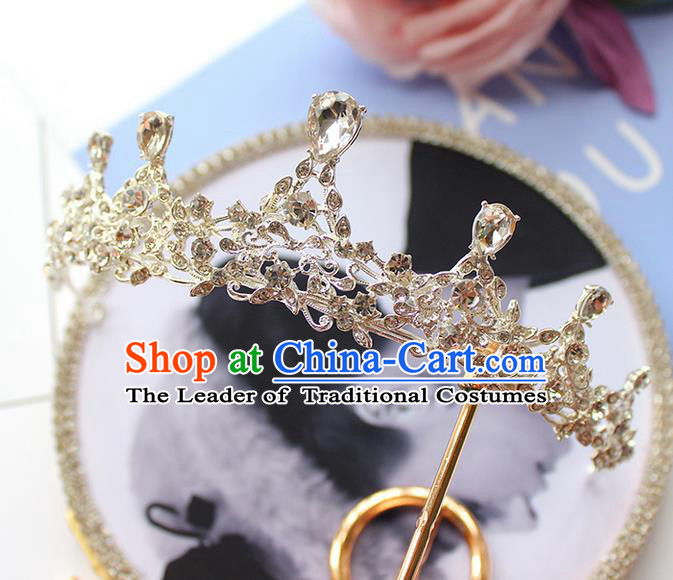 Top Grade Handmade Wedding Bride Hair Accessories Crystal Headwear, Traditional Baroque Queen Royal Crown Wedding Headpiece for Women