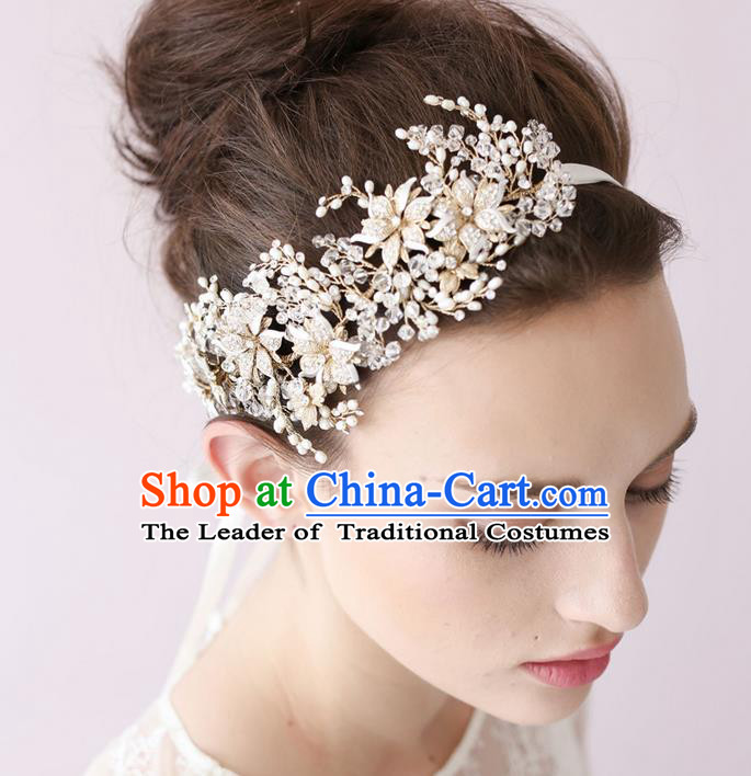 Top Grade Handmade Wedding Bride Hair Accessories Crystal Headband, Traditional Princess Baroque Hair Stick Headpiece Hair Clasp for Women