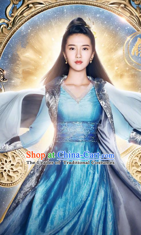 Traditional Ancient Chinese Female Officials Costume and Handmade Headpiece Complete Set, Chinese Ancient Imperial Princess Embroidered Dress Clothing for Women