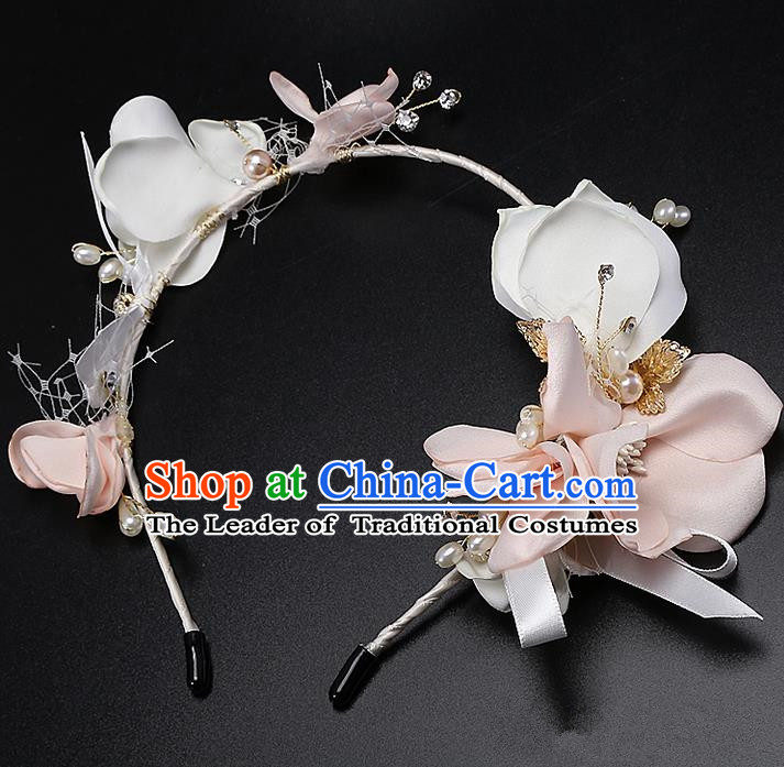Top Grade Handmade Wedding Dragonfly Hair Accessories Bride Flowers Hair Clasp, Traditional Baroque Princess Hair Clip Headpiece for Women