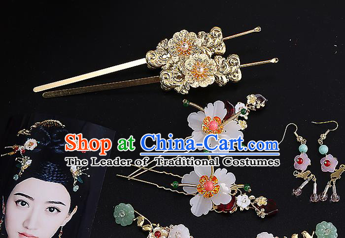 Top Grade Chinese Handmade Wedding Hair Accessories, Traditional China Xiuhe Suit Bride Hairpins Complete Set for Women