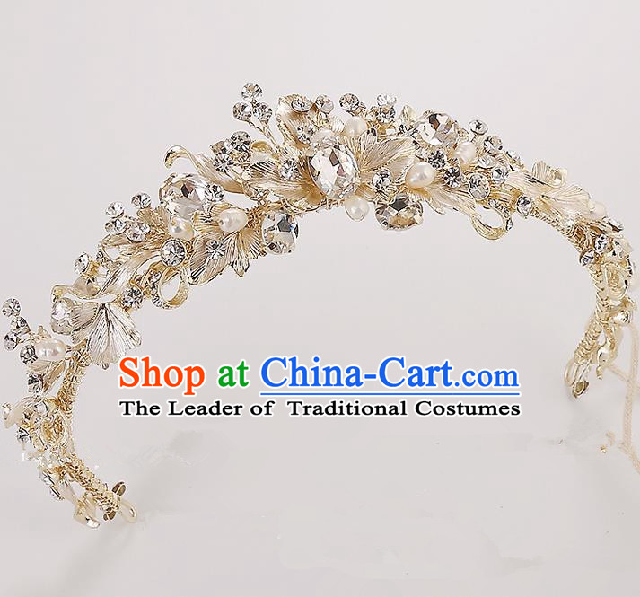 Top Grade Handmade Wedding Hair Accessories Bride Princess Crystal Hair Clasp, Traditional Baroque Royal Crown Wedding Headwear for Women