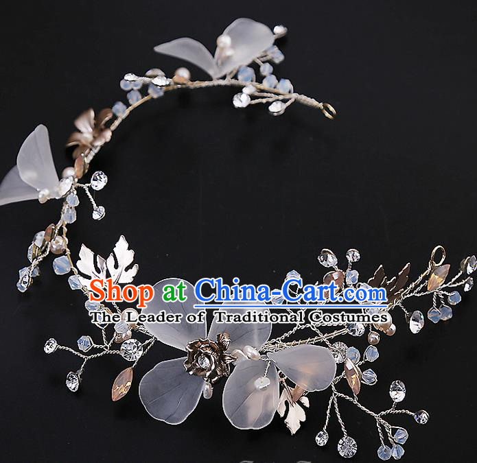 Top Grade Handmade Wedding Dragonfly Hair Accessories Bride Hair Clip, Traditional Baroque Princess Hair Clasp Headband Headdress for Women