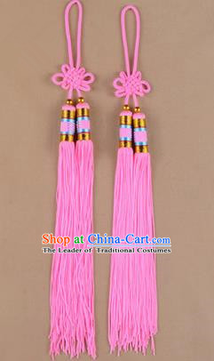 Traditional Chinese Ancient Peking Opera Taiji Sword Tassel, Traditional Chinese Beijing Opera Pink Long Tassel Straightsword Hat Tassels