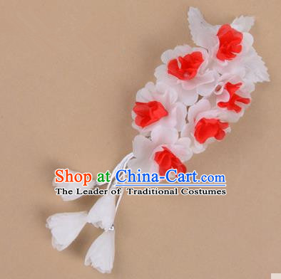 Top Grade Chinese Ancient Peking Opera Hair Accessories Diva Crystal Temple White Jasmine Flowers Hairpins, Traditional Chinese Beijing Opera Hua Tan Hair Clasp Head-ornaments