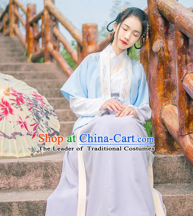 Traditional Chinese Tang Dynasty Imperial Princess Costume, Elegant Hanfu Clothing Blouse and Skirts Suspenders Complete Set, Chinese Ancient Young Lady Dress for Women