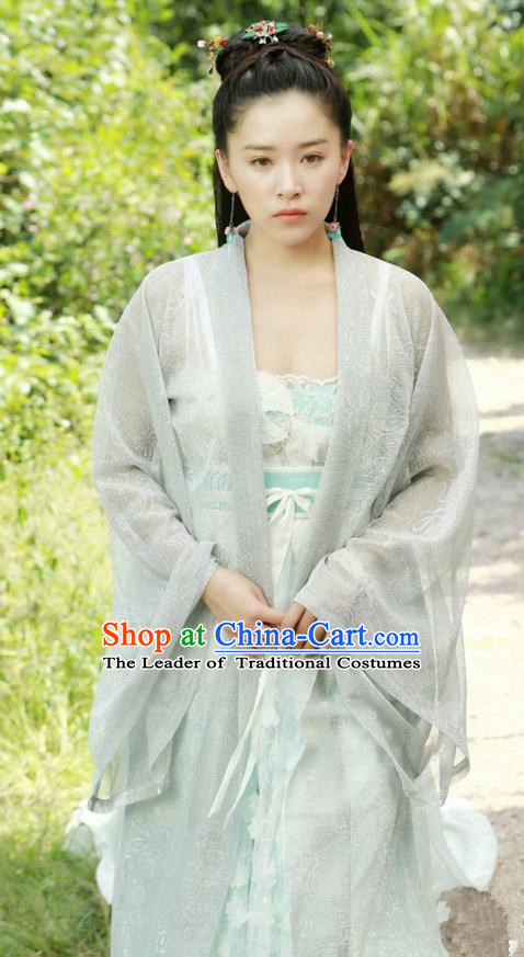 Traditional Ancient Chinese Imperial Princess Costume, Elegant Hanfu Clothing Chinese Tang Dynasty Peri Tailing Embroidered Dress for Women
