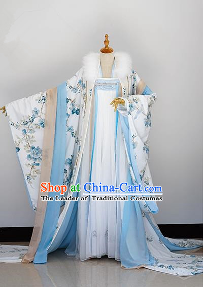 Traditional Chinese Tang Dynasty Aristocratic Miss Costume, Elegant Hanfu Cosplay Peri Clothing Ancient Chinese Imperial Princess Dress for Women