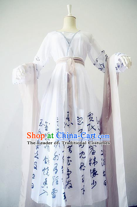 Traditional Chinese Cosplay Nobility Lady Costume, Chinese Ancient Painting Calligraphy Hanfu Tang Dynasty Female Immortal Princess Dress Clothing for Women