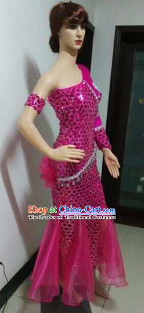 Top Grade Professional Performance Catwalks Costumes, Stage Show Brazil Carnival Samba Dance Rosy Clothing for Women