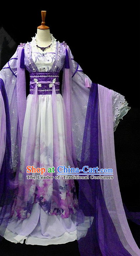 Traditional Ancient Chinese Young Lady Fairy Purple Costume, Chinese Han Dynasty Princess Embroidered Dress Clothing for Women